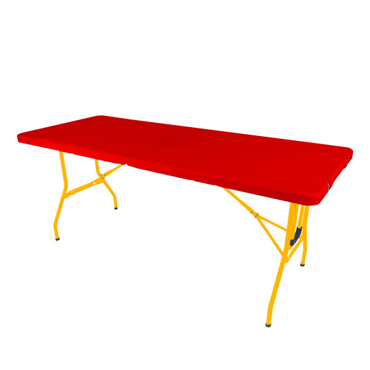 The Rolling Table - 6 Ft. Folding Table on Wheels - Sport Edition - Red & Yellow