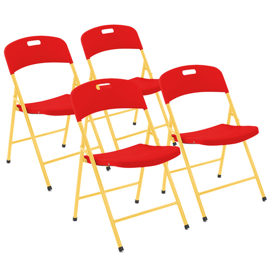 Folding Chairs - 4 Pack - Red & Yellow