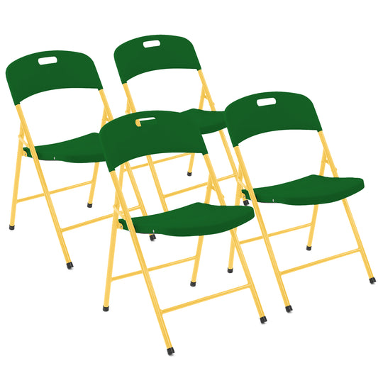 Folding Chairs - 4 Pack - Green & Yellow