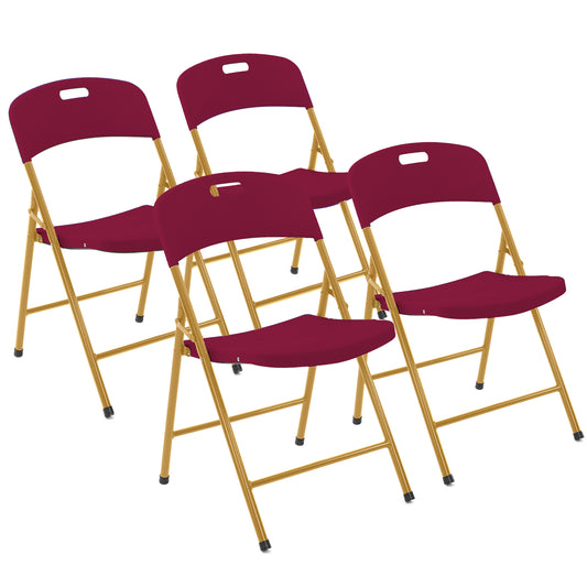 Folding Chairs - 4 Pack - Dark Red & Dark Yellow