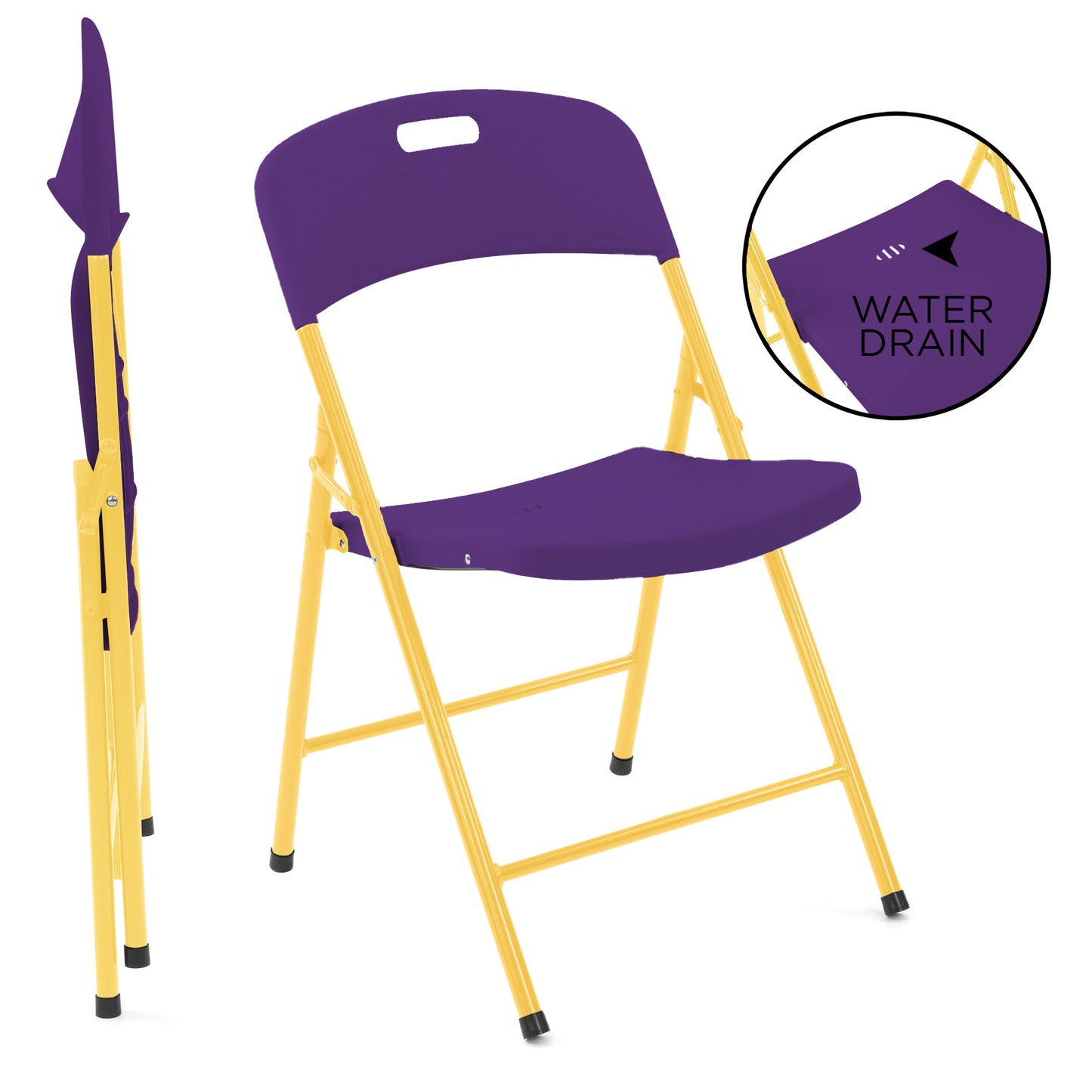 The Rolling Table - 6 Ft. Folding Table on Wheels - Sport Edition - Purple & Yellow